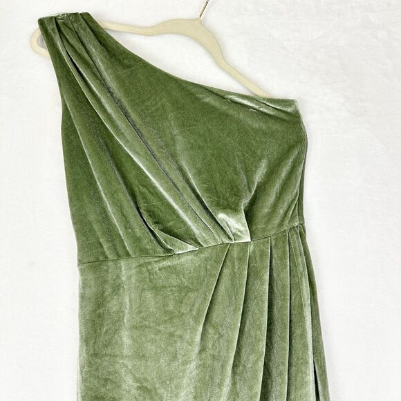 Baltic Born Kourtney Velvet One Shoulder Midi Dress Sage Size Small NEW Stretch - Picture 4 of 9